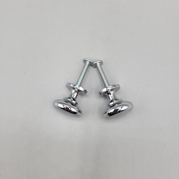 Chrome Drawer Knobs Pulls Chrome Plated Polished Round Set of 2 - Picture 3 of 4